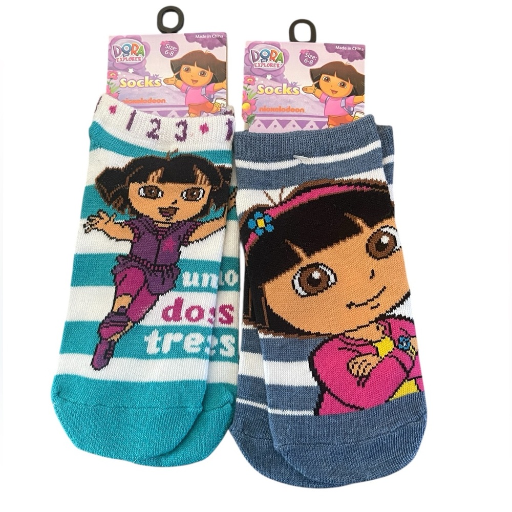 Vintage Dora the Explorer Socks Size 6 - 8.  New With Tags
